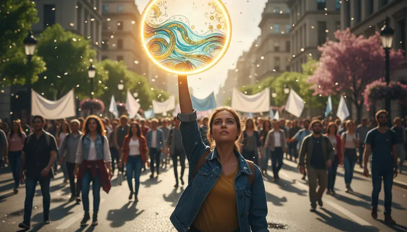 Illustration of marcher: A person who walks in a protest or parade.