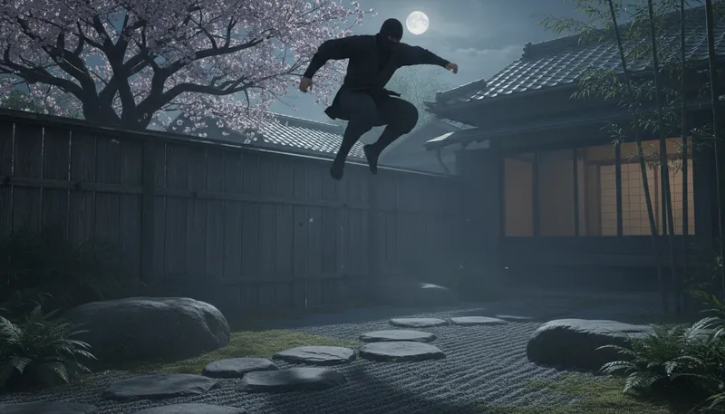 Illustration of ninja: A stealthy warrior skilled in martial arts.