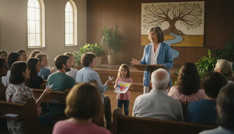 Illustration of sermon: A speech given in a place of worship.