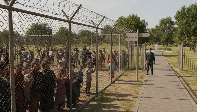 Illustration of apartheid: a policy of racial segregation in South Africa