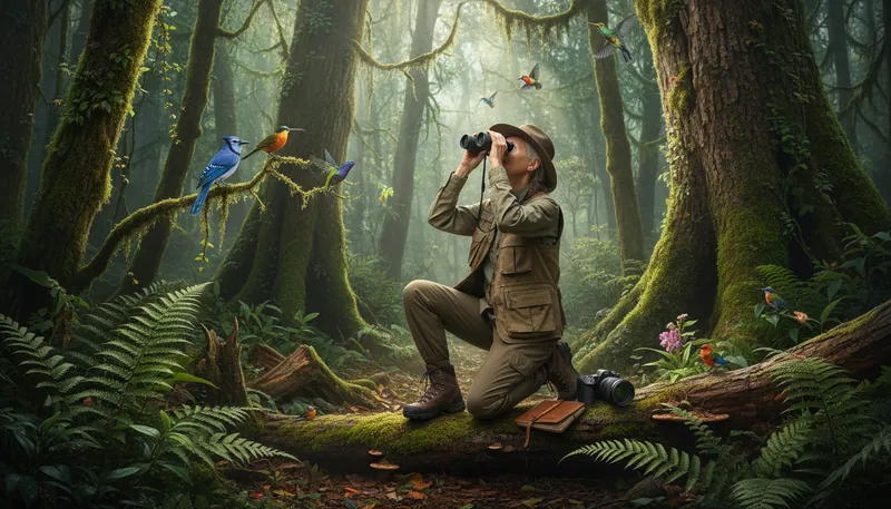 Illustration of naturalist: A person who studies plants and animals.