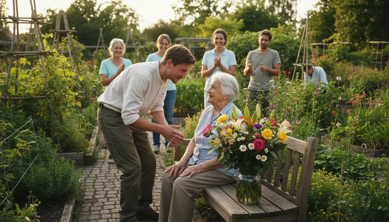 give someone their flowers का चित्र: to show appreciation to someone