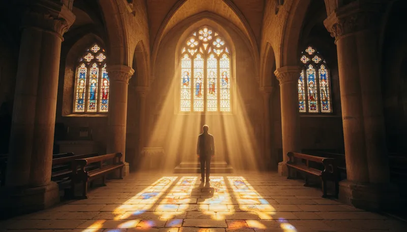 Illustration of godly: Relating to God or divine qualities.