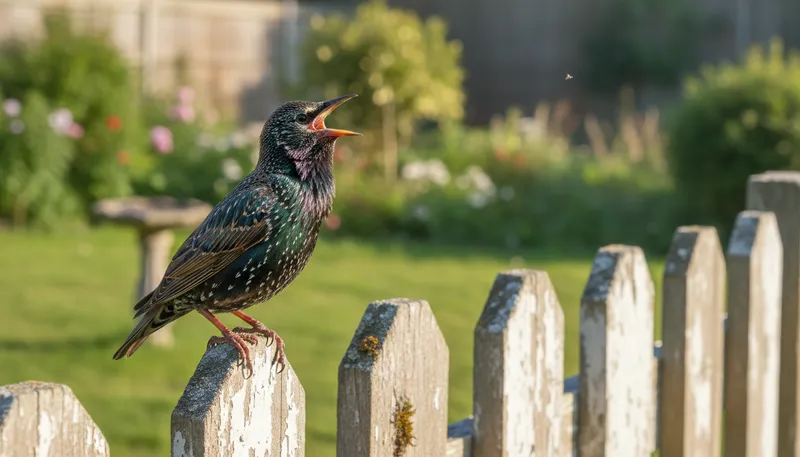 Illustration of starling: A common blackbird known for flocking.