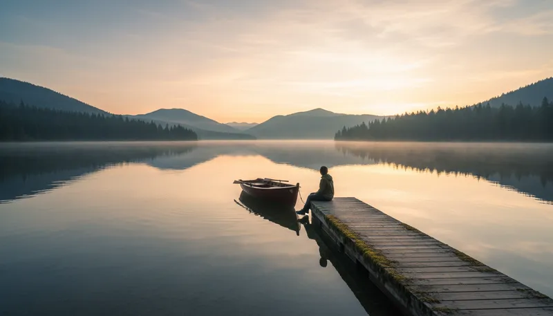 Illustration of serene: Calm and peaceful; untroubled.