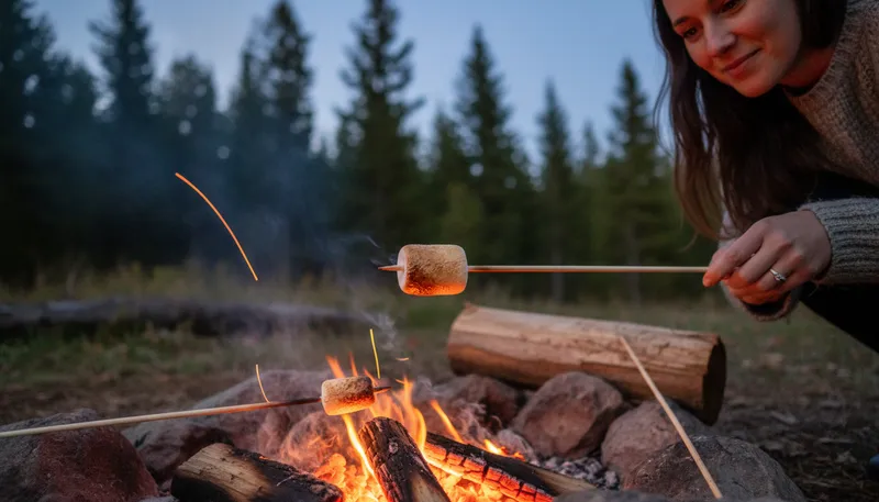Illustration of marshmallow: A soft, sweet treat often roasted over fire.