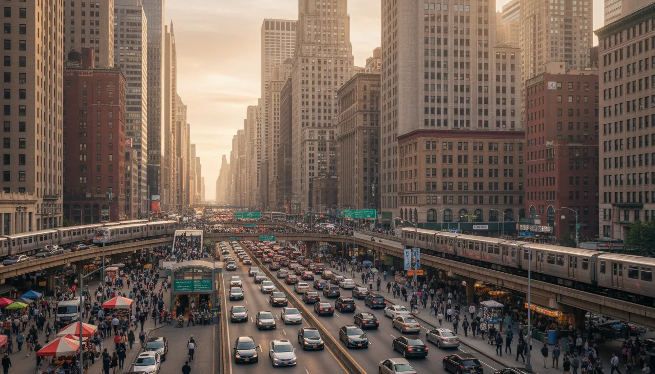 Ilustración de metro: urban area with a large population