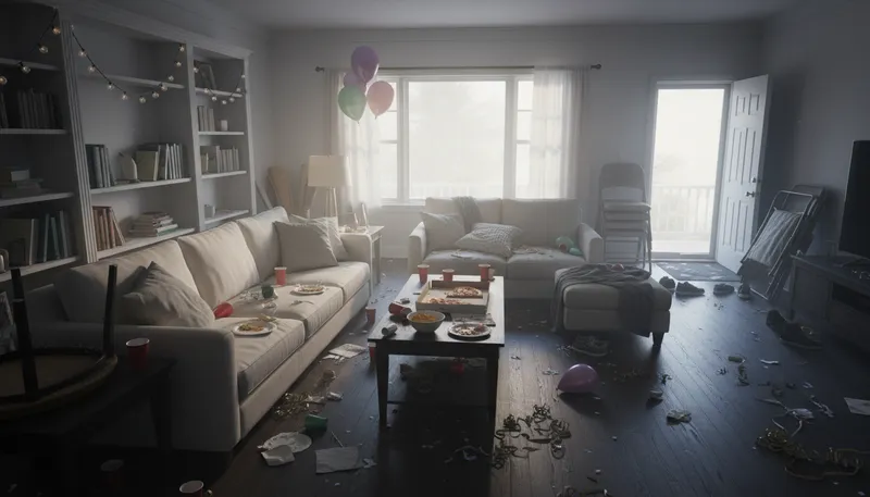 Illustration of in a mess: in a disorganized or chaotic state