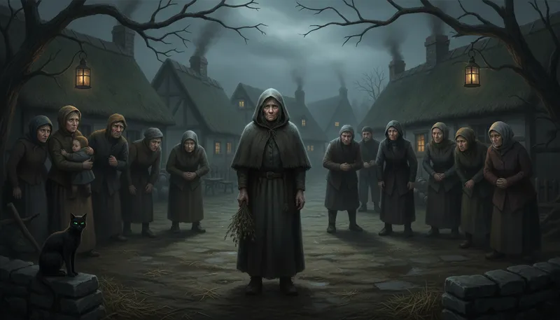 Illustration of witchcraft: The practice of magical skills and abilities.