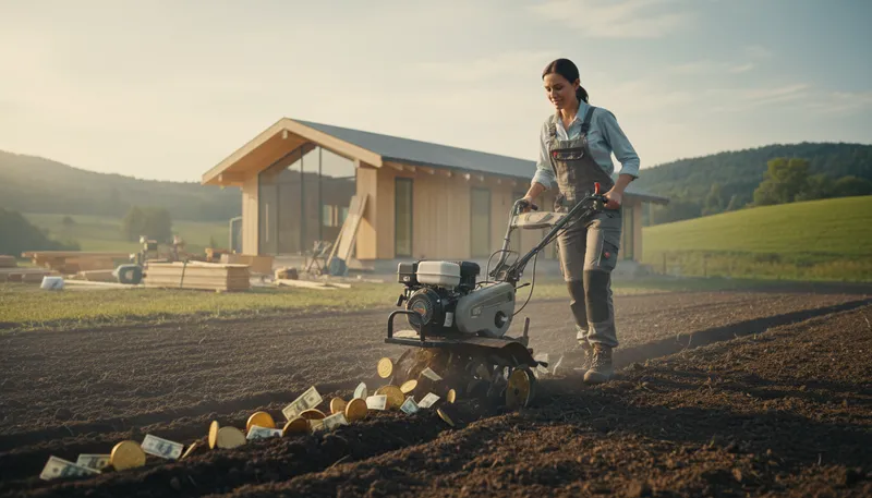 Illustration of plough money: Invest or spend money in a significant way.