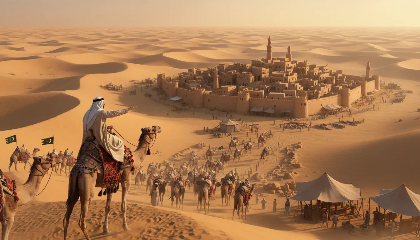 Ilustrasi emirate: A nation ruled by an Arab monarch.