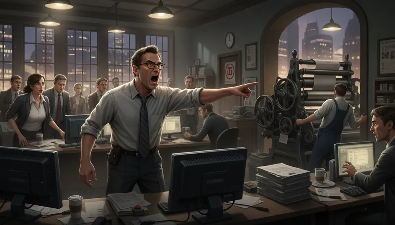 Illustration of stop press: urgent news requiring immediate attention.