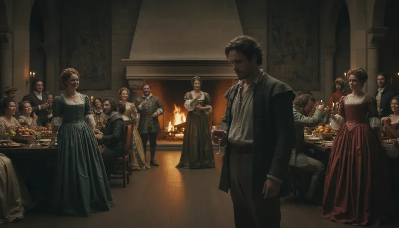 Illustration of ghost at the feast: An unwelcome or awkward presence.