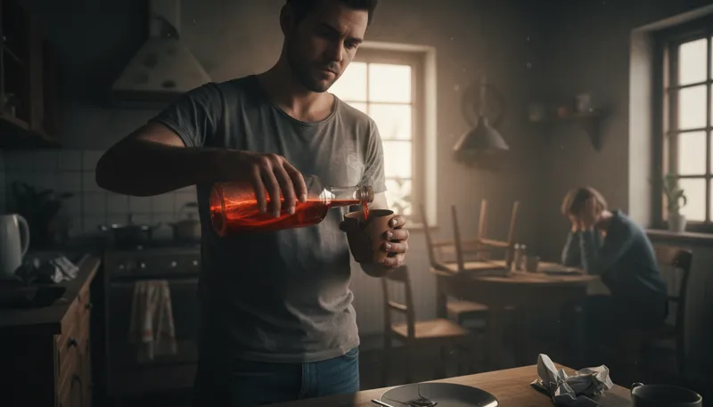Illustration of bottle up: suppress emotions or feelings.