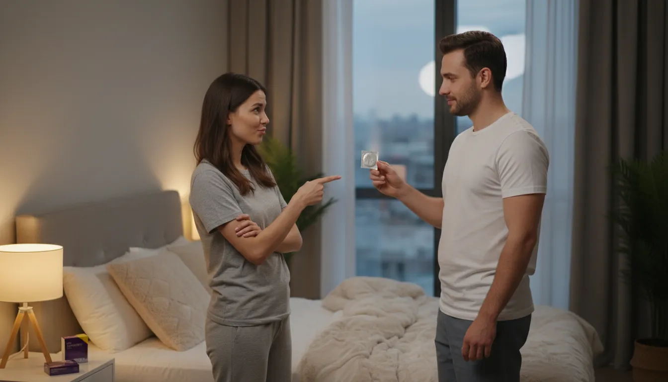 Illustration de no glove no love : Use protection for safe sexual activity.