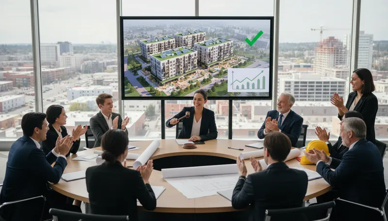 Illustration of development: a project to build or improve real estate.