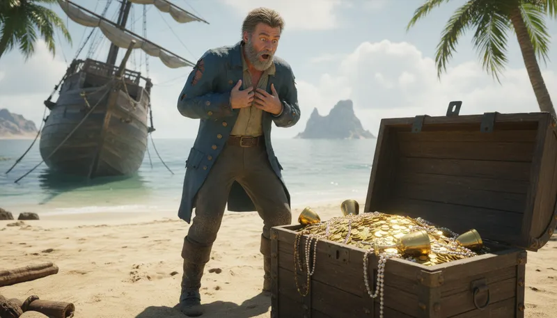 Illustration of shiver me timbers: Expression of surprise or shock.