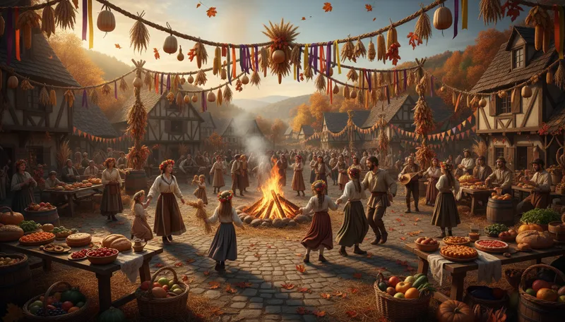 Illustration of village: A small community in a rural area.