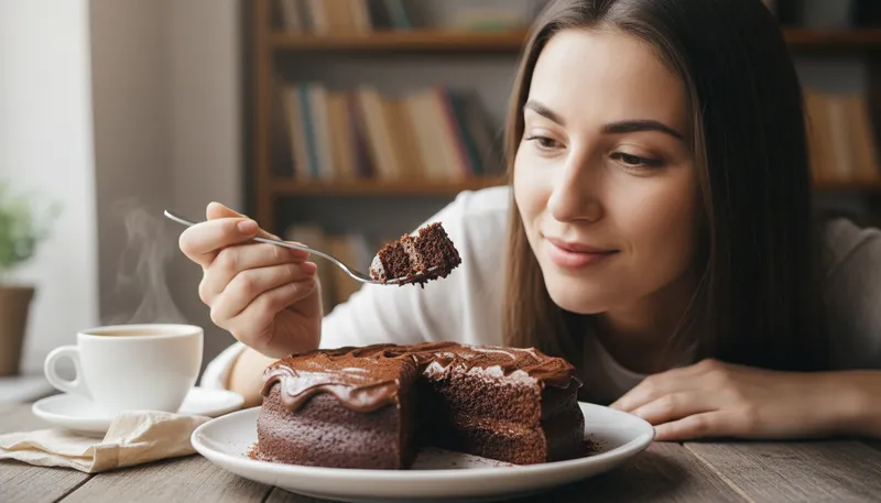 Illustration of take a bite: to eat a small portion of food.