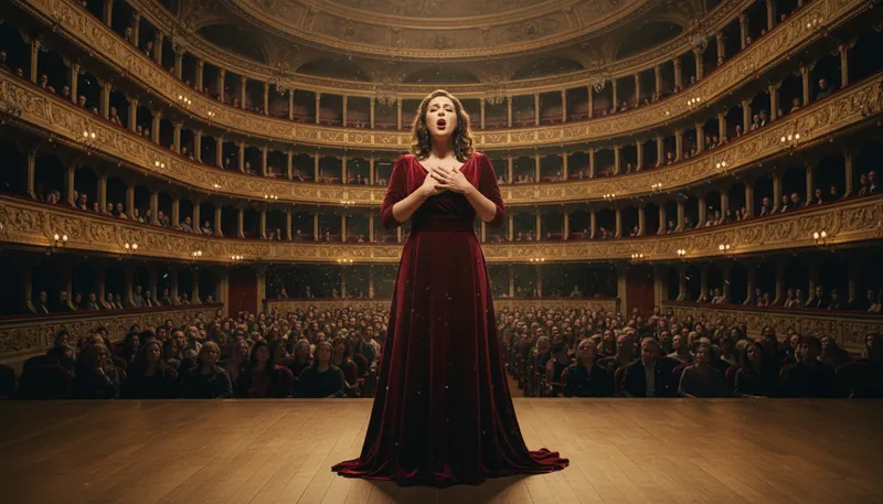 Illustration of operatic: Relating to opera or its style.