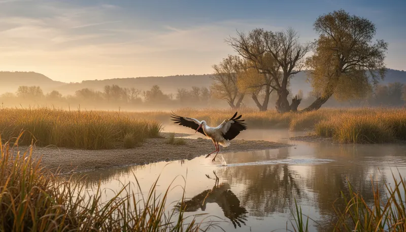 Illustration of stork: A large bird known for its long legs and neck.
