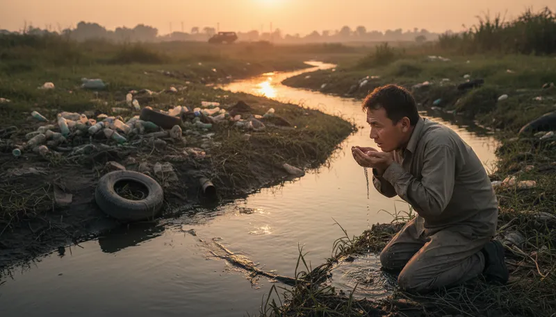 Illustration of contaminate: To make something impure or unclean.