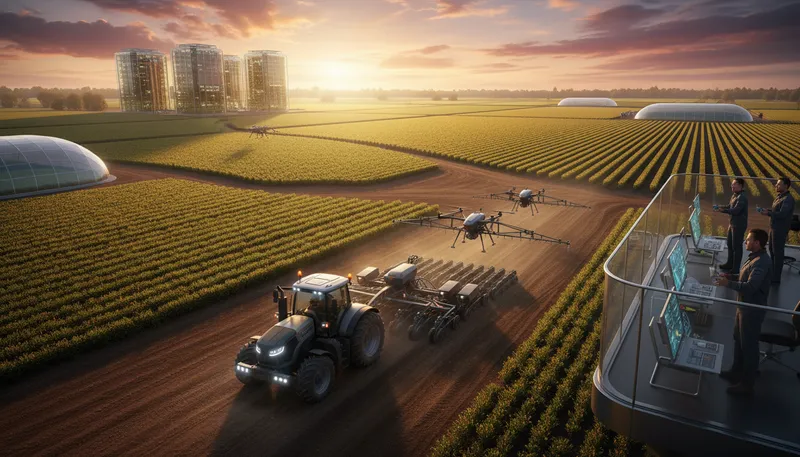 Illustration of agribusiness: Industry involved in food production and farming.