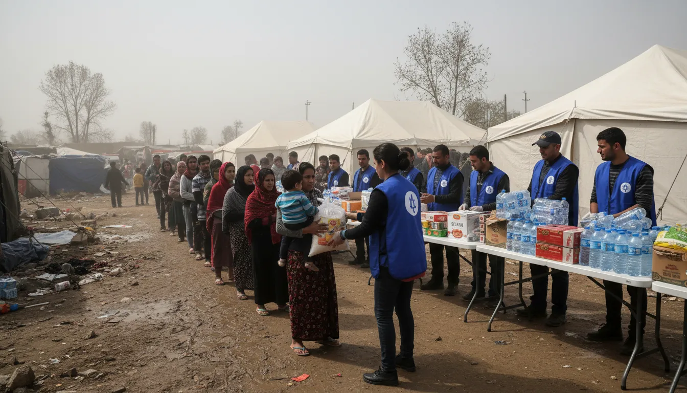 Иллюстрация NGOs: Non-governmental organizations helping communities worldwide.