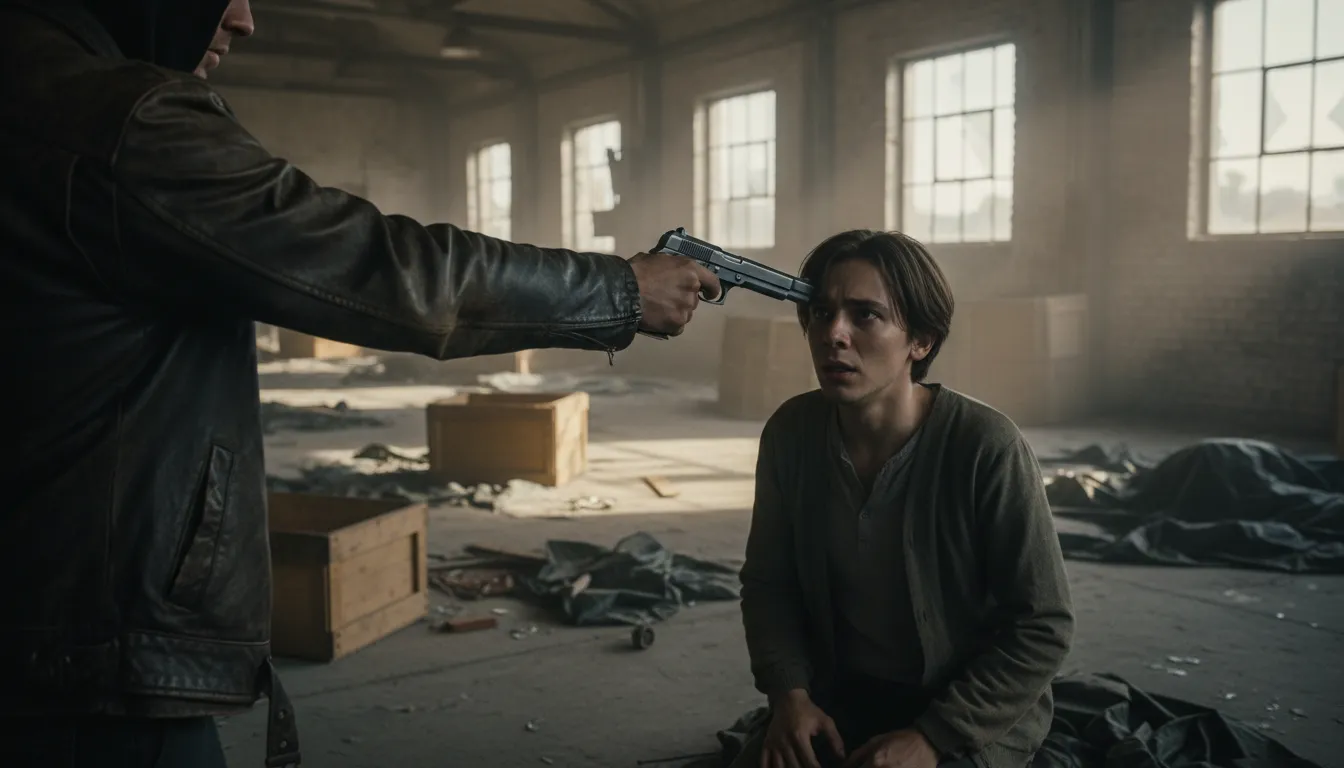 blow someone's brains out-এর ইলাস্ট্রেশন: to shoot a person in the head