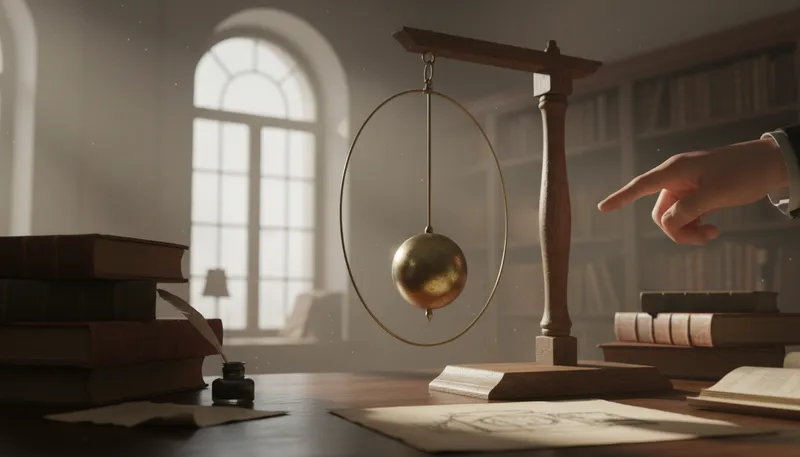 Illustration of pendulum: A weight swinging freely from a fixed point.