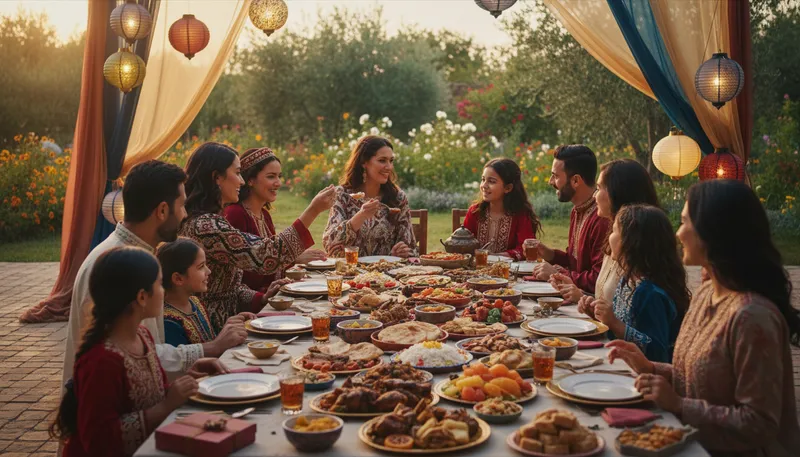 Illustration of eid: A Muslim festival marking the end of fasting.