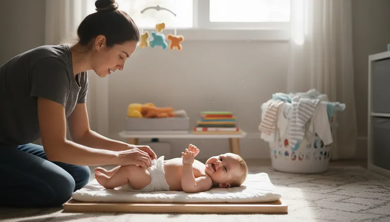 Illustration of diaper: A garment worn by infants for waste.