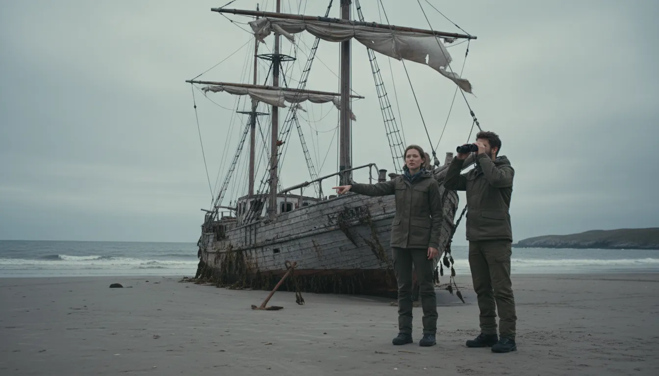 Illustration von Mary Celeste: Famous ghost ship found abandoned.