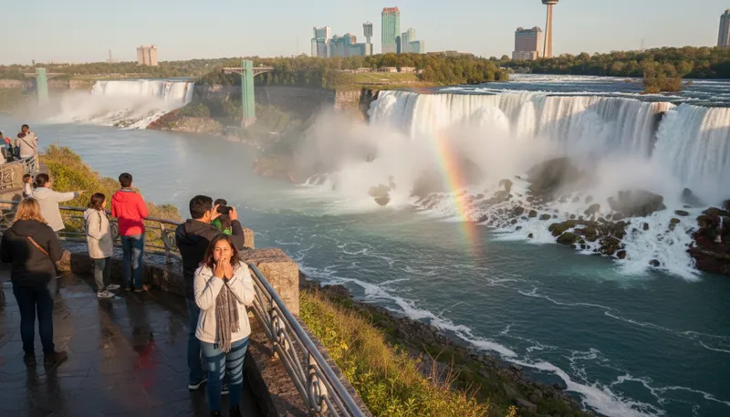 Illustration of niagara: Famous waterfalls on the US-Canada border.