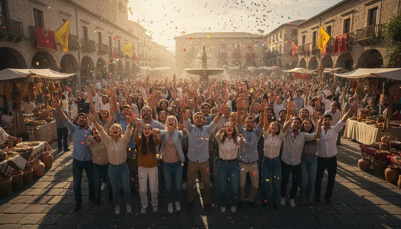 Illustration of viva: Spanish for 'long live' or an expression of support.