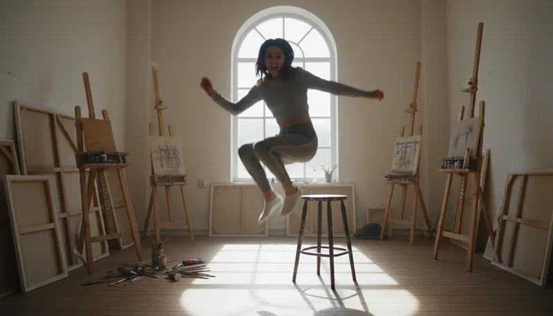 Illustration of jump in one's skin: To feel anxious or restless.