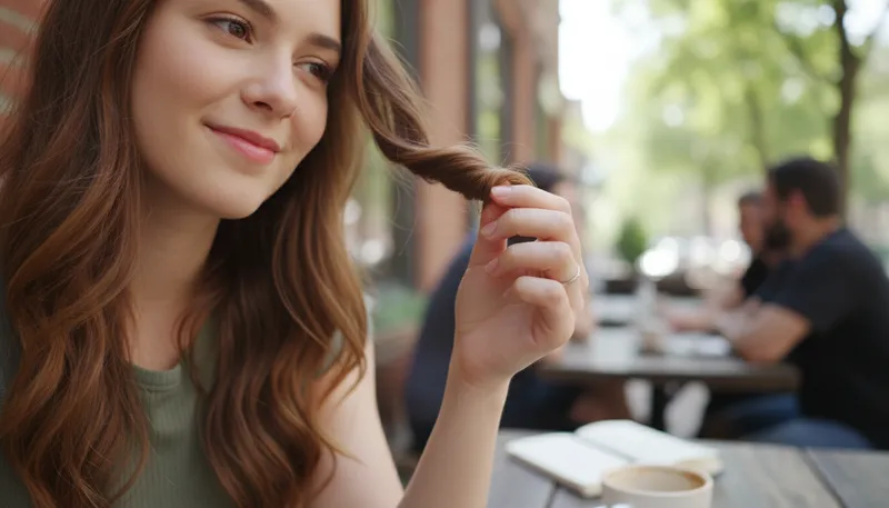 Illustration of curl: a lock of hair that forms a spiral