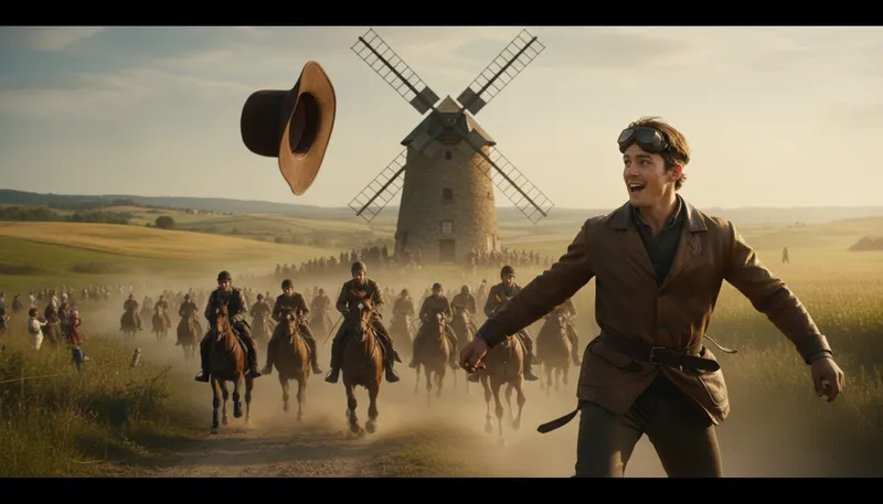 Illustration of throw one's hat over the windmill: Embrace a risky challenge.