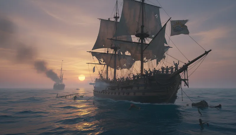 Illustration of victory at sea: A triumph achieved in a naval battle.
