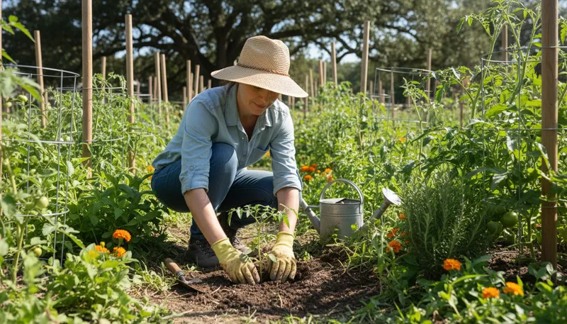 Illustration of planting: Putting seeds or plants in the ground.