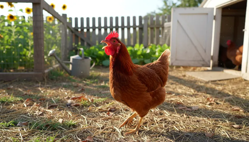 Illustration of chicken: A common farm animal raised for meat or eggs.