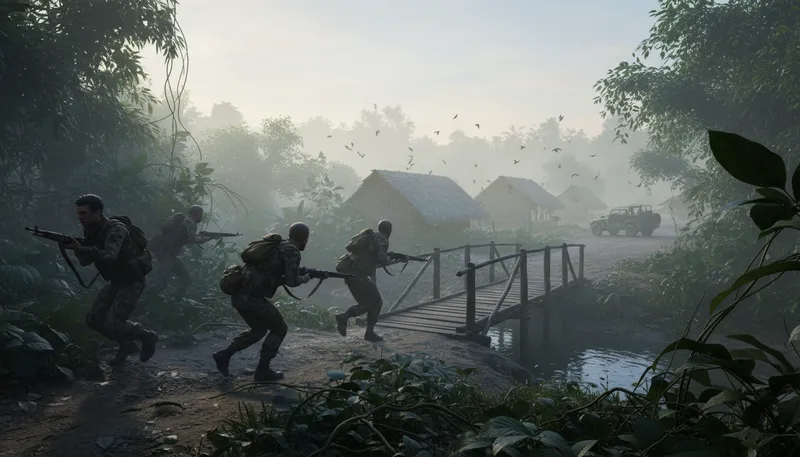 Illustration of guerrilla: A type of warfare using hit-and-run tactics.
