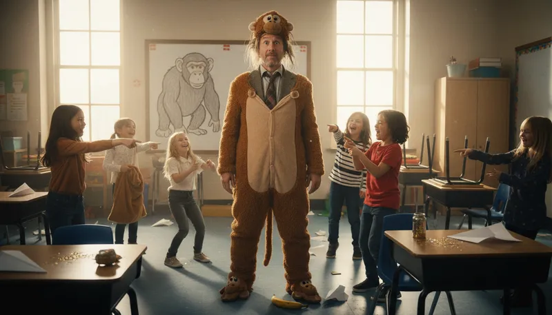 Illustration of make a monkey out of: To make someone look foolish.