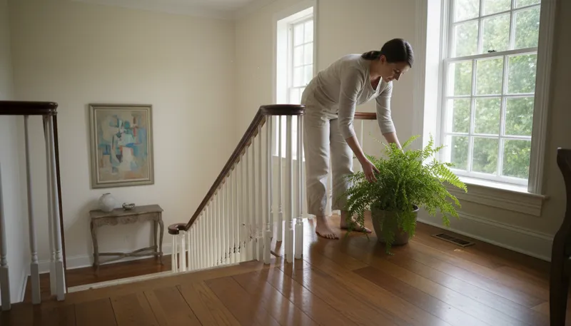 Illustration of landing: flat area at the top of stairs