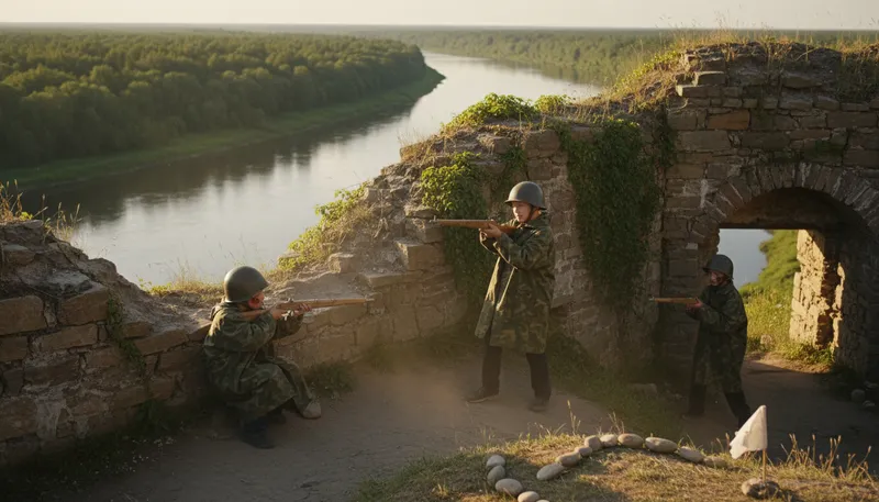 Illustration of fort: a strong building for defense.