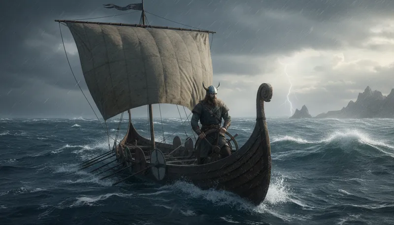 Illustration of viking: Norse explorers and warriors from Scandinavia.