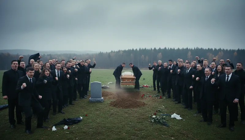 Illustration of rest in piss: a crude phrase for disrespecting the deceased