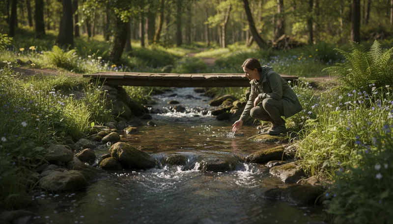 Illustration of brook: A small, natural stream of water.