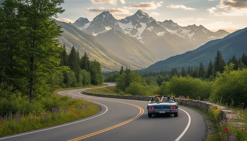 Illustration of parkway: a wide road, often landscaped, for scenic drives.
