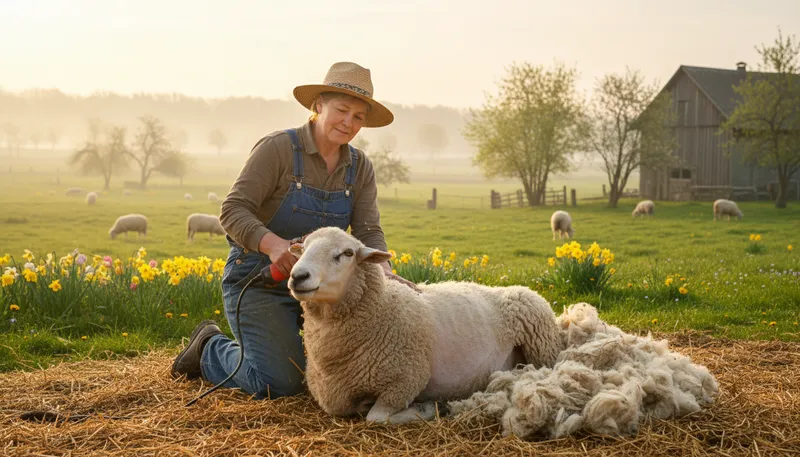 Illustration of shear: To cut something, usually hair or wool.